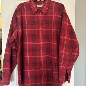 Orvis Men's Classic Red and Black Plaid Shirt